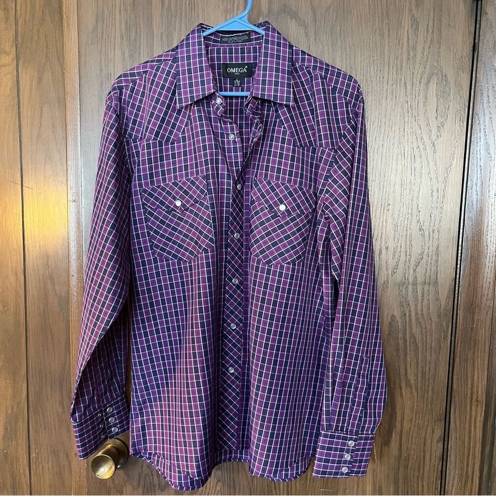 Omega Pearl Snap Italian Plaid Shirt